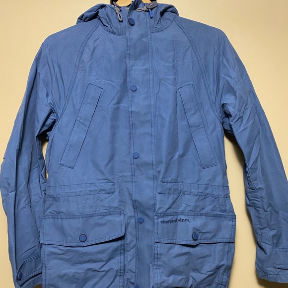 Vineyard Vines Classic Blue Hooded Raincoat - Picture 4 of 9